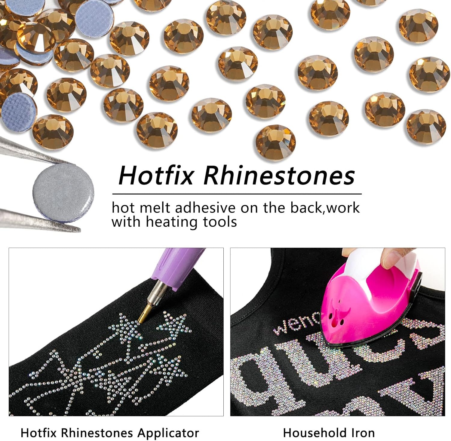 image:imageBeadsland Hotfix Rhinestones 1440pcs Flatback Crystal Rhinestones for Crafts Clothes DIY Decorations Light Siam AB SS12 3032mmLt Colorado Topaz