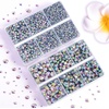 image:image6736pcs Hotfix Rhinestones FlatbackRoyal Blue Rhinestones for Crafts Clothes Mixed 5 Sizes Hotfix Crystals with Tweezers and Wax Pencil Kit SS6SS30SapphireClear AB