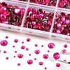 image:image6736pcs Hotfix Rhinestones FlatbackRoyal Blue Rhinestones for Crafts Clothes Mixed 5 Sizes Hotfix Crystals with Tweezers and Wax Pencil Kit SS6SS30SapphireHot Pink