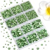 image:image6736pcs Hotfix Rhinestones FlatbackRoyal Blue Rhinestones for Crafts Clothes Mixed 5 Sizes Hotfix Crystals with Tweezers and Wax Pencil Kit SS6SS30SapphireLight Green