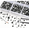 image:image6736pcs Hotfix Rhinestones FlatbackRoyal Blue Rhinestones for Crafts Clothes Mixed 5 Sizes Hotfix Crystals with Tweezers and Wax Pencil Kit SS6SS30SapphireJet Hematite