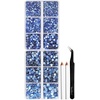 image:image6736pcs Hotfix Rhinestones FlatbackRoyal Blue Rhinestones for Crafts Clothes Mixed 5 Sizes Hotfix Crystals with Tweezers and Wax Pencil Kit SS6SS30SapphireLtSapphire