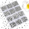 image:image6736pcs Hotfix Rhinestones FlatbackRoyal Blue Rhinestones for Crafts Clothes Mixed 5 Sizes Hotfix Crystals with Tweezers and Wax Pencil Kit SS6SS30SapphireSilver Hematite