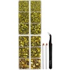 image:image6736pcs Hotfix Rhinestones FlatbackRoyal Blue Rhinestones for Crafts Clothes Mixed 5 Sizes Hotfix Crystals with Tweezers and Wax Pencil Kit SS6SS30SapphireLemon Yellow