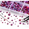 image:image6736pcs Hotfix Rhinestones FlatbackRoyal Blue Rhinestones for Crafts Clothes Mixed 5 Sizes Hotfix Crystals with Tweezers and Wax Pencil Kit SS6SS30SapphireSiam AB