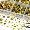 image:image6736pcs Hotfix Rhinestones FlatbackRoyal Blue Rhinestones for Crafts Clothes Mixed 5 Sizes Hotfix Crystals with Tweezers and Wax Pencil Kit SS6SS30SapphireLemon Yellow