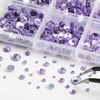 image:image6736pcs Hotfix Rhinestones FlatbackRoyal Blue Rhinestones for Crafts Clothes Mixed 5 Sizes Hotfix Crystals with Tweezers and Wax Pencil Kit SS6SS30SapphireViolet