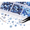 image:image6736pcs Hotfix Rhinestones FlatbackRoyal Blue Rhinestones for Crafts Clothes Mixed 5 Sizes Hotfix Crystals with Tweezers and Wax Pencil Kit SS6SS30SapphireLtSapphire