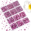 image:image6736pcs Hotfix Rhinestones FlatbackRoyal Blue Rhinestones for Crafts Clothes Mixed 5 Sizes Hotfix Crystals with Tweezers and Wax Pencil Kit SS6SS30SapphireDkPink