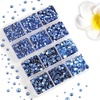 image:image6736pcs Hotfix Rhinestones FlatbackRoyal Blue Rhinestones for Crafts Clothes Mixed 5 Sizes Hotfix Crystals with Tweezers and Wax Pencil Kit SS6SS30SapphireLtSapphire