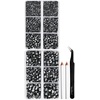 image:image6736pcs Hotfix Rhinestones FlatbackRoyal Blue Rhinestones for Crafts Clothes Mixed 5 Sizes Hotfix Crystals with Tweezers and Wax Pencil Kit SS6SS30SapphireJet Hematite