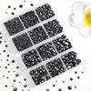 image:image6736pcs Hotfix Rhinestones FlatbackRoyal Blue Rhinestones for Crafts Clothes Mixed 5 Sizes Hotfix Crystals with Tweezers and Wax Pencil Kit SS6SS30SapphireJet Hematite