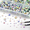 image:image6736pcs Hotfix Rhinestones FlatbackRoyal Blue Rhinestones for Crafts Clothes Mixed 5 Sizes Hotfix Crystals with Tweezers and Wax Pencil Kit SS6SS30SapphireClear AB