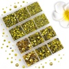 image:image6736pcs Hotfix Rhinestones FlatbackRoyal Blue Rhinestones for Crafts Clothes Mixed 5 Sizes Hotfix Crystals with Tweezers and Wax Pencil Kit SS6SS30SapphireLemon Yellow