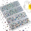 image:image6736pcs Hotfix Rhinestones FlatbackRoyal Blue Rhinestones for Crafts Clothes Mixed 5 Sizes Hotfix Crystals with Tweezers and Wax Pencil Kit SS6SS30SapphireCrystal AB
