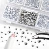 image:imageBeadsland 4300pcs Flatback RhinestonesOrange Rhinestone Nail Gems Round Crystal Rhinestones for CraftsMixed 6 Sizes with Picking Tweezers and Wax Pencil Kit SS6SS20HyacinthOrangeSilver Hematite