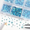 image:imageBeadsland 4300pcs Flatback RhinestonesOrange Rhinestone Nail Gems Round Crystal Rhinestones for CraftsMixed 6 Sizes with Picking Tweezers and Wax Pencil Kit SS6SS20HyacinthOrangeAquamarine AB