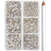 image:imageBeadsland 7200pcs Flatback RhinestonesSilver Rhinestone Nail Gems Round Crystal Rhinestones for CraftsMixed 6 Sizes with Wax Pencil Kit SS3SS10Silver HematiteTransparent AB