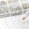 image:imageBeadsland 7200pcs Flatback RhinestonesSilver Rhinestone Nail Gems Round Crystal Rhinestones for CraftsMixed 6 Sizes with Wax Pencil Kit SS3SS10Silver HematiteBlue Moonlight