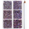 image:imageBeadsland 7200pcs Flatback RhinestonesSilver Rhinestone Nail Gems Round Crystal Rhinestones for CraftsMixed 6 Sizes with Wax Pencil Kit SS3SS10Silver HematitePurple Velvet