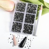 image:imageBeadsland 7200pcs Flatback RhinestonesSilver Rhinestone Nail Gems Round Crystal Rhinestones for CraftsMixed 6 Sizes with Wax Pencil Kit SS3SS10Silver HematiteBlack Diamond