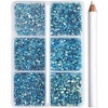 image:imageBeadsland 7200pcs Flatback RhinestonesSilver Rhinestone Nail Gems Round Crystal Rhinestones for CraftsMixed 6 Sizes with Wax Pencil Kit SS3SS10Silver HematiteAquamarine AB