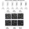 image:imageBeadsland 7200pcs Flatback RhinestonesSilver Rhinestone Nail Gems Round Crystal Rhinestones for CraftsMixed 6 Sizes with Wax Pencil Kit SS3SS10Silver HematiteBlack