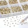 image:imageBeadsland 7200pcs Flatback RhinestonesSilver Rhinestone Nail Gems Round Crystal Rhinestones for CraftsMixed 6 Sizes with Wax Pencil Kit SS3SS10Silver HematiteMetal Sunlight