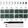 image:imageBeadsland 8300PCS Flatback Rhinestones Black Rhinestone Round Crystal Rhinestones for Crafts Mixed 10 Sizes with Wax Pencil and Tweezer Kit SS3SS30 Jet BlackEmerald
