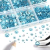 image:imageBeadsland 8300PCS Flatback Rhinestones Black Rhinestone Round Crystal Rhinestones for Crafts Mixed 10 Sizes with Wax Pencil and Tweezer Kit SS3SS30 Jet BlackAquamarine