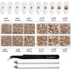 image:imageBeadsland 8300PCS Flatback Rhinestones Black Rhinestone Round Crystal Rhinestones for Crafts Mixed 10 Sizes with Wax Pencil and Tweezer Kit SS3SS30 Jet BlackGolden Shadow