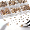 image:imageBeadsland 8300PCS Flatback Rhinestones Black Rhinestone Round Crystal Rhinestones for Crafts Mixed 10 Sizes with Wax Pencil and Tweezer Kit SS3SS30 Jet BlackGolden Shadow