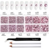 image:imageBeadsland 8300PCS Flatback Rhinestones Black Rhinestone Round Crystal Rhinestones for Crafts Mixed 10 Sizes with Wax Pencil and Tweezer Kit SS3SS30 Jet BlackLight pink