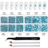 image:imageBeadsland 8300PCS Flatback Rhinestones Black Rhinestone Round Crystal Rhinestones for Crafts Mixed 10 Sizes with Wax Pencil and Tweezer Kit SS3SS30 Jet BlackAquamarine