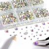 image:imageBeadsland 8300PCS Flatback Rhinestones Black Rhinestone Round Crystal Rhinestones for Crafts Mixed 10 Sizes with Wax Pencil and Tweezer Kit SS3SS30 Jet Blackcrystal AB