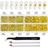 image:imageBeadsland 8300PCS Flatback Rhinestones Black Rhinestone Round Crystal Rhinestones for Crafts Mixed 10 Sizes with Wax Pencil and Tweezer Kit SS3SS30 Jet BlackLemon Yellow