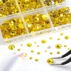 image:imageBeadsland 8300PCS Flatback Rhinestones Black Rhinestone Round Crystal Rhinestones for Crafts Mixed 10 Sizes with Wax Pencil and Tweezer Kit SS3SS30 Jet BlackLemon Yellow