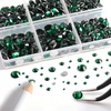 image:imageBeadsland 8300PCS Flatback Rhinestones Black Rhinestone Round Crystal Rhinestones for Crafts Mixed 10 Sizes with Wax Pencil and Tweezer Kit SS3SS30 Jet BlackEmerald