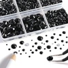 image:imageBeadsland 8300PCS Flatback Rhinestones Black Rhinestone Round Crystal Rhinestones for Crafts Mixed 10 Sizes with Wax Pencil and Tweezer Kit SS3SS30 Jet BlackBlack