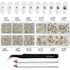image:imageBeadsland 8300PCS Flatback Rhinestones Black Rhinestone Round Crystal Rhinestones for Crafts Mixed 10 Sizes with Wax Pencil and Tweezer Kit SS3SS30 Jet Blackcrystal AB