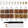 image:imageBeadsland 8300PCS Flatback Rhinestones Black Rhinestone Round Crystal Rhinestones for Crafts Mixed 10 Sizes with Wax Pencil and Tweezer Kit SS3SS30 Jet BlackTopaz