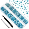image:imageBeadsland Rhinestones for Makeup8 Sizes 2500pcs Red Flatback Rhinestones Eye Gems for Nails Crafts with Tweezers and Wax PencilSiamSS4SS30Aquamarine
