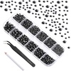 image:imageBeadsland Rhinestones for Makeup8 Sizes 2500pcs Red Flatback Rhinestones Eye Gems for Nails Crafts with Tweezers and Wax PencilSiamSS4SS30Black
