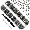 image:imageBeadsland Rhinestones for Makeup8 Sizes 2500pcs Red Flatback Rhinestones Eye Gems for Nails Crafts with Tweezers and Wax PencilSiamSS4SS30Black Diamond