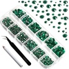 image:imageBeadsland Rhinestones for Makeup8 Sizes 2500pcs Red Flatback Rhinestones Eye Gems for Nails Crafts with Tweezers and Wax PencilSiamSS4SS30Emerald
