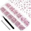 image:imageBeadsland Rhinestones for Makeup8 Sizes 2500pcs Red Flatback Rhinestones Eye Gems for Nails Crafts with Tweezers and Wax PencilSiamSS4SS30Light Pink