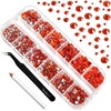 image:imageBeadsland Rhinestones for Makeup8 Sizes 2500pcs Red Flatback Rhinestones Eye Gems for Nails Crafts with Tweezers and Wax PencilSiamSS4SS30Orange