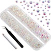 image:imageBeadsland Rhinestones for Makeup8 Sizes 2500pcs Red Flatback Rhinestones Eye Gems for Nails Crafts with Tweezers and Wax PencilSiamSS4SS30Transparent AB