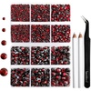 image:image6736pcs Hotfix Rhinestones FlatbackRoyal Blue Rhinestones for Crafts Clothes Mixed 5 Sizes Hotfix Crystals with Tweezers and Wax Pencil Kit SS6SS30SapphireDkSiam