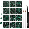 image:image6736pcs Hotfix Rhinestones FlatbackRoyal Blue Rhinestones for Crafts Clothes Mixed 5 Sizes Hotfix Crystals with Tweezers and Wax Pencil Kit SS6SS30SapphireEmerald